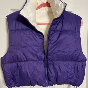 Women's Purple/White Reversible Puffer Vest